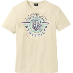 T-shirt ze specjalnym krojem na wys. brzucha bonprix waniliowy z nadrukiem. T-shirty męskie marki bonprix. Za 37.99 zł.