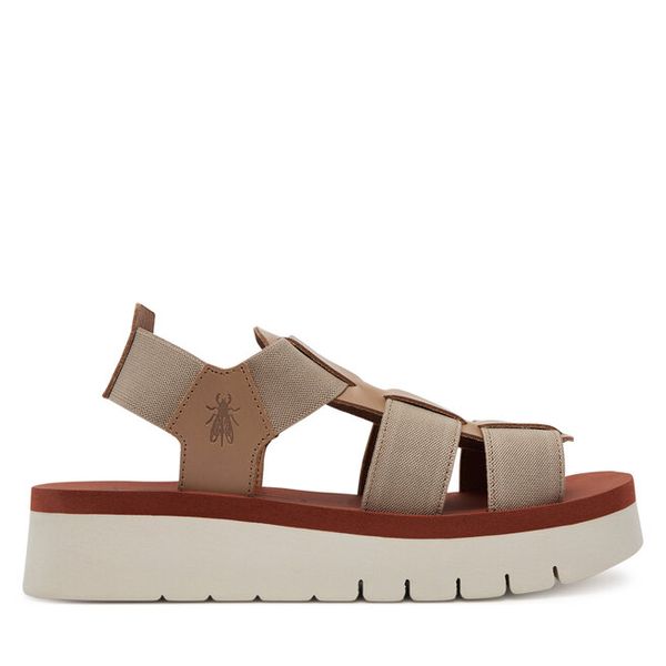 Sandały Fly London. Brązowe sandały damskie Fly London, bez wzorów, bez obcasa, na koturnie, bez zapięcia. Za 279.99 zł.