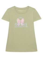 Guess T-Shirt J6GI28 K6YW4 Zielony jasny Regular Fit. Zielone t-shirty i topy dla dziewczynek Guess, z aplikacjami, z bawełny, bez ramiączek. Za 84.99 zł.