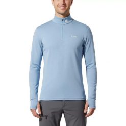 T-shirt męski z długim rękawem, wykonany w 100% z wełny merynosów – Finn 210 Zip. Niebieskie bluzy męskie FJORK MERINO, na zimę, m, bez wzorów, z wełny, sportowe, bez kołnierzyka. Za 579.00 zł.