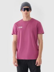 T-shirt regular gładki męski 4F 4FRAW24TTSHM2602. Czerwone t-shirty męskie 4f, m, bez wzorów, z bawełny, klasyczne, bez kołnierzyka. Za 34.99 zł.