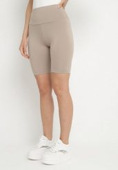Beżowe Szorty Kolarki z Wysokim Stanem Nalirelle. Brązowe szorty damskie Born2be, m, bez wzorów, eleganckie, z podwyższonym stanem. Za 34.99 zł.
