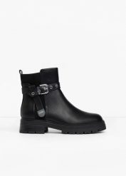 Sztyblety Esprit. Czarne botki damskie bonprix, bez obcasa, bez zapięcia. Za 299.99 zł.