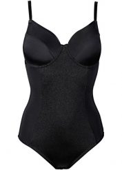 Body shape, średni stopień modelowania sylwetki. Czarne body damskie bonprix, bez wzorów, z bawełny. Za 122.99 zł.