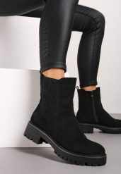 Czarne Płaskie Botki w Stylu Sztybletów z Elastyczną Wstawką Belarielle. Czarne botki damskie Born2be, z jeansu, eleganckie, bez obcasa, na obcasie, bez zapięcia. Za 139.99 zł.