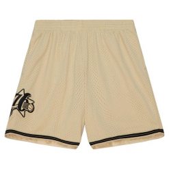 Szorty Philadelphia 76ers 2000/01. Czarne krótkie spodenki sportowe męskie Mitchell & Ness, bez wzorów, do koszykówki. Za 477.50 zł.