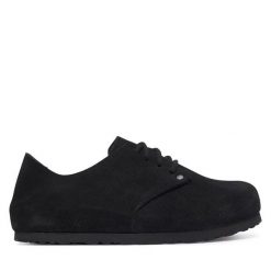 Półbuty Birkenstock. Czarne półbuty damskie Birkenstock, bez wzorów, bez obcasa, na płaskiej podeszwie, bez zapięcia. Za 719.99 zł.