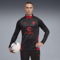 Męska bluza treningowa z zamkiem 1/4 AC Milan 25/26 PUMA. Czarne bluzy męskie Puma, l, z aplikacjami, z materiału, bez kaptura. Za 224.00 zł.