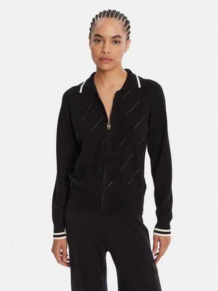 Liu Jo Sport Kardigan TF5032 MS63L Czarny Regular Fit. Czarne kardigany damskie Liu Jo Sport, l, bez wzorów, z syntetyku, sportowe, bez kołnierzyka, bez ramiączek, bez kaptura. Za 449.99 zł.