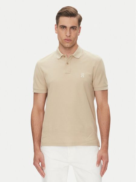 Tommy Hilfiger Polo MW0MW33167 Beżowy Regular Fit. Brązowe koszulki polo męskie Tommy Hilfiger, m, bez wzorów, z bawełny, bez ramiączek. Za 255.99 zł.