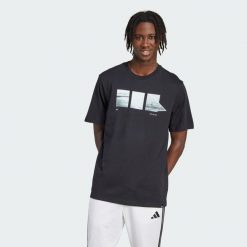 Koszulka Lens Power Of Three Graphic. Czarne buty sportowe męskie Adidas, ze lnu, bez zapięcia, na fitness i siłownię. Za 109.00 zł.