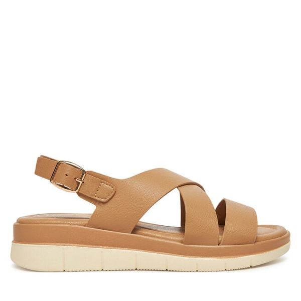 Sandały Clara Barson. Brązowe sandały damskie Clara Barson, bez wzorów, bez obcasa, na płaskiej podeszwie, bez zapięcia. Za 99.99 zł.