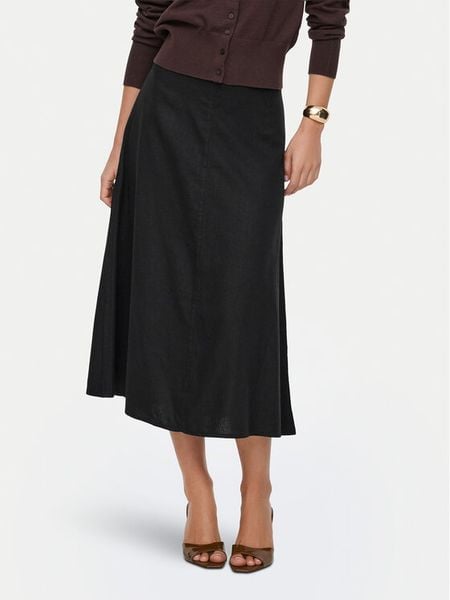 ONLY Spódnica midi Goa 15363690 Czarny Regular Fit. Czarne spódnice damskie Only, s, bez wzorów, ze lnu, midi. Za 129.99 zł.