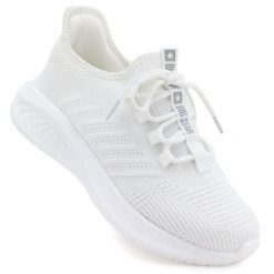 Buty sportowe damskie tekstylne białe Big Star UU274056. Białe obuwie sportowe damskie Big Star, bez wzorów, z tkaniny, trekkingowe. Za 199.99 zł.