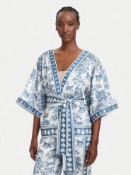 Fracomina Bluzka FS26SJ3008W459K5 Niebieski Regular Fit. Niebieskie bluzki damskie Fracomina, s, bez wzorów, z syntetyku, bez kołnierzyka, bez ramiączek. Za 659.99 zł.