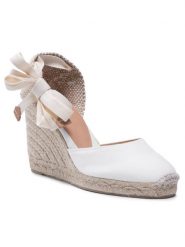 Castañer Espadryle Carina/8/001 020962-200 Biały. Białe sandały damskie Castañer, bez wzorów, z materiału, bez obcasa, bez zapięcia. Za 385.99 zł.