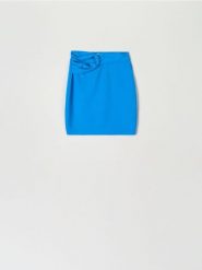 Spódnica mini z wiązaniem - niebieski. Niebieskie spódnice damskie Sinsay, l, bez wzorów, z włókna, mini. Za 49.99 zł.