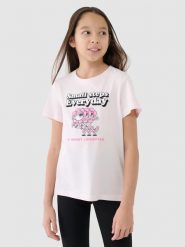 4F T-shirt regular z nadrukiem dziewczęcy - beżowy 164 (13-14 lat). Brązowe t-shirty i topy dla dziewczynek 4f, bez wzorów, z bawełny, bez ramiączek. W wyprzedaży za 19.99 zł.