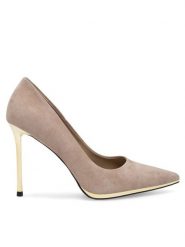 Eva Minge Szpilki JEANNETTE-2508-1-3 Beżowy. Brązowe szpilki damskie Eva Minge, bez wzorów, ze skóry, bez obcasa, bez zapięcia. Za 209.99 zł.