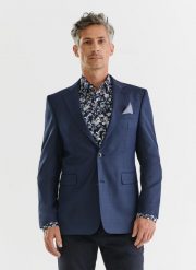 PAKO LORENTE – Granatowa marynarka garniturowa w subtelną kratę. Marynarki męskie Pako Lorente, bez wzorów, z elastanu. Za 999.99 zł.