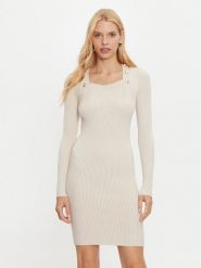Marciano Guess Sukienka dzianinowa 4BGK01 5613Z Écru Slim Fit. Sukienki damskie Marciano Guess, z aplikacjami, z dzianiny, bez kołnierzyka, bez ramiączek. Za 729.99 zł.