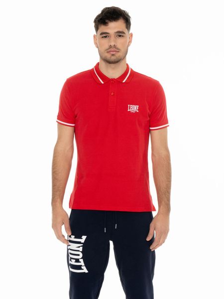Leone Basic męska koszulka polo z kołnierzykiem. Czerwone koszulki polo męskie LEONE 1947 APPAREL, m, z aplikacjami, biznesowe, bez ramiączek. Za 105.21 zł.