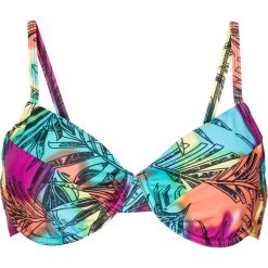 Biustonosz bikini na fiszbinach bonprix różowo-niebieski z nadrukiem. Bikini damskie marki bonprix. Za 24.99 zł.