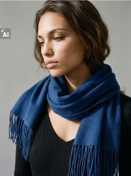 Szalik z frędzlami - niebieski. Niebieskie szaliki i chusty damskie Sinsay, bez wzorów. Za 15.99 zł.