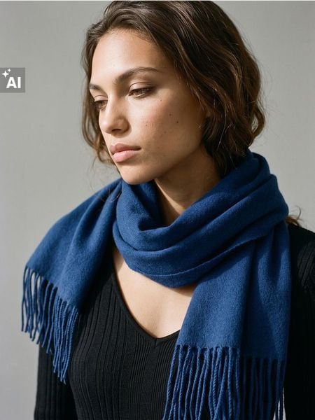 Szalik z frędzlami - niebieski. Niebieskie szaliki i chusty damskie Sinsay, bez wzorów. Za 15.99 zł.