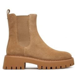 Sztyblety MICHAEL Michael Kors. Brązowe botki damskie MICHAEL Michael Kors, bez obcasa, na płaskiej podeszwie, bez zapięcia. Za 879.99 zł.