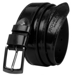 Pasek męski czarny Rovicky PLW-R-11 BLACK. Czarne paski damskie ROVICKY, z aplikacjami, z lakierowanej skóry. Za 43.00 zł.