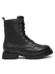 Tommy Hilfiger Trapery Lace-Up Bootie T3A5-33569-1351 S Czarny. Czarne buty zimowe dziewczęce Tommy Hilfiger, bez wzorów, ze skóry, bez zapięcia. Za 469.99 zł.