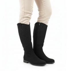 Kozaki damskie S.Barski, cholewka z materiału perforowana konstrukcja wysoka forma stabilny niski obcas miękka wkładka wygodne zapinane na suwak, cza. Czarne kozaki damskie S.BARSKI, bez obcasa, na obcasie. Za 209.00 zł.