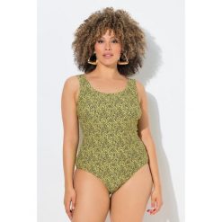 Damskie Strój kąpielowy kropki bez miękkich miseczek okrągły dekolt. Zielone kostiumy jednoczęściowe damskie Ulla Popken, plus size, bez wzorów, z elastanu, sportowe, plus size. Za 199.99 zł.