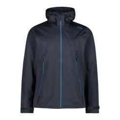 Kurtka trekkingowa z kapturem CMP. Niebieskie kurtki męskie CMP, bez wzorów, z materiału, trekkingowe. Za 508.50 zł.