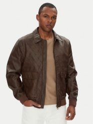 Guess Kurtka z imitacji skóry M5YL01 WGUC0 Brązowy Regular Fit. Brązowe kurtki męskie Guess, m, z aplikacjami, ze skóry, bez kaptura. Za 529.99 zł.