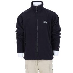 Second life - Męska Czarna Kurtka Polarowa Retro TNF - Jak nowy. Czarne kurtki sportowe męskie The North Face, m, bez wzorów, z polaru, trekkingowe. Za 170.36 zł.