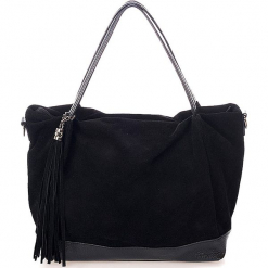 Skórzany shopper bag w kolorze czarnym - 50 x 35 x 15 cm. Czarne torebki shopper damskie Black Bags, w paski, ze skóry. W wyprzedaży za 303.95 zł.