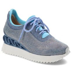 Niebieskie Sneakersy S.Barski Stylowe Obuwie Damskie. Niebieskie obuwie sportowe damskie S.BARSKI, z aplikacjami, trekkingowe. Za 309.00 zł.