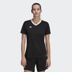 Koszulka piłkarska damska Adidas Entrada 22 Jersey. Niebieskie t-shirty damskie Adidas, xs, bez wzorów, z bawełny, klasyczne, bez kołnierzyka. Za 60.00 zł.