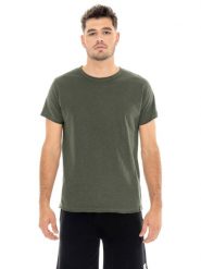 Męska koszulka z krótkim rękawem typu slub z małym logo. Niebieskie koszulki sportowe męskie LEONE 1947 APPAREL, m, bez wzorów, z bawełny, bez kołnierzyka, bez ramiączek, na fitness i siłownię. Za 138.93 zł.