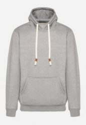 Szara Bluza z Bawełną Kapturem i Kieszenią Typu Kangurek Norrise. Szare bluzy męskie Born2be, l, bez wzorów, z bawełny. Za 79.99 zł.
