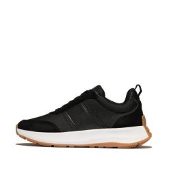 Damskie zamszowe buty sportowe FitFlop F-Mode Flow. Czarne obuwie sportowe damskie FIT FLOP, bez wzorów, z materiału. Za 420.60 zł.