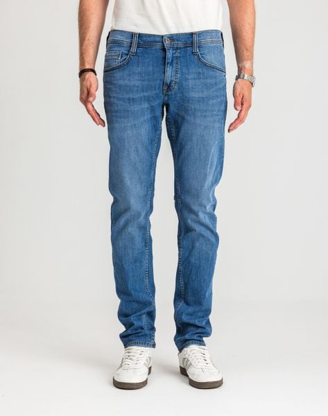 Męskie Spodnie Jeansowe Mustang Style Oregon Tapered Denim Blue 1017123 5000 682. Niebieskie jeansy męskie Mustang. W wyprzedaży za 159.99 zł.