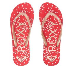 Japonki Roxy. Czerwone klapki damskie Roxy, bez wzorów. Za 89.99 zł.