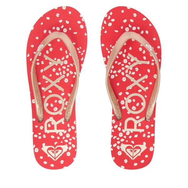 Japonki Roxy. Czerwone klapki damskie Roxy, bez wzorów. Za 89.99 zł.