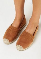 Brązowe Espadryle na Plecionej Podeszwie z Ozdobną Cholewką Kynor. Brązowe espadryle damskie Born2be, na lato, bez wzorów, bez obcasa, bez zapięcia. Za 54.99 zł.