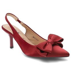Czółenka damskie D&A by S.Barski o eleganckim fasonie z ozdobną kokardą smukłym noskiem i wysokim obcasem typu szpilka czerwone MR62-9107 Red. Czerwone czółenka damskie S.BARSKI, bez wzorów, eleganckie, bez obcasa, na szpilce, bez zapięcia. Za 149.00 zł.