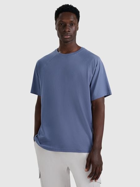 4F T-shirt oversize gładki męski - granatowy M. Niebieskie koszulki sportowe męskie 4f, m, z aplikacjami, z bawełny, klasyczne, bez kołnierzyka. W wyprzedaży za 59.99 zł.