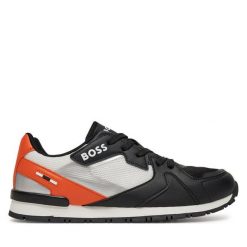 Sneakersy BOSS. Czarne trampki i tenisówki chłopięce Boss, bez wzorów, bez zapięcia. Za 439.99 zł.